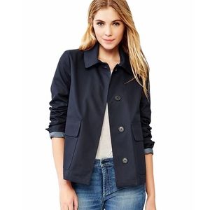Gap dark navy asymmetric shirt trench coat size XS
